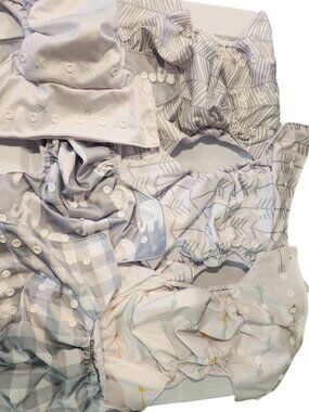 Reusable Baby Cloth Diapers With Adjustable Snaps - 6 Pack Unisex Patterns